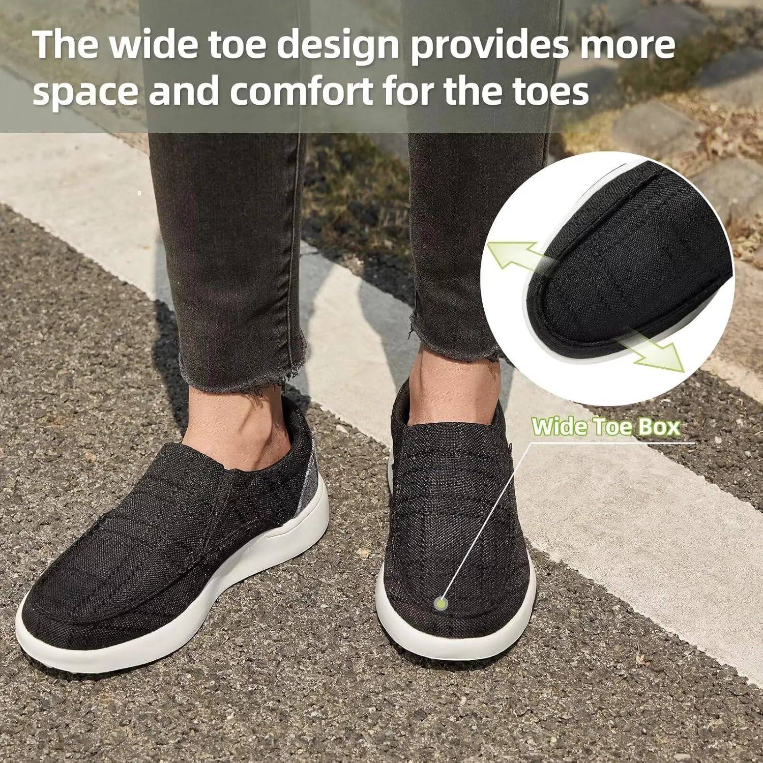 OrthoComfoot Women's Orthopedic Slip-On Loafers Walking Shoes: Comfortable Plantar Fasciitis Loafers with Arch Support for Flat Feet, Casual Orthotic Shoes for Foot and Heel Pain Relief