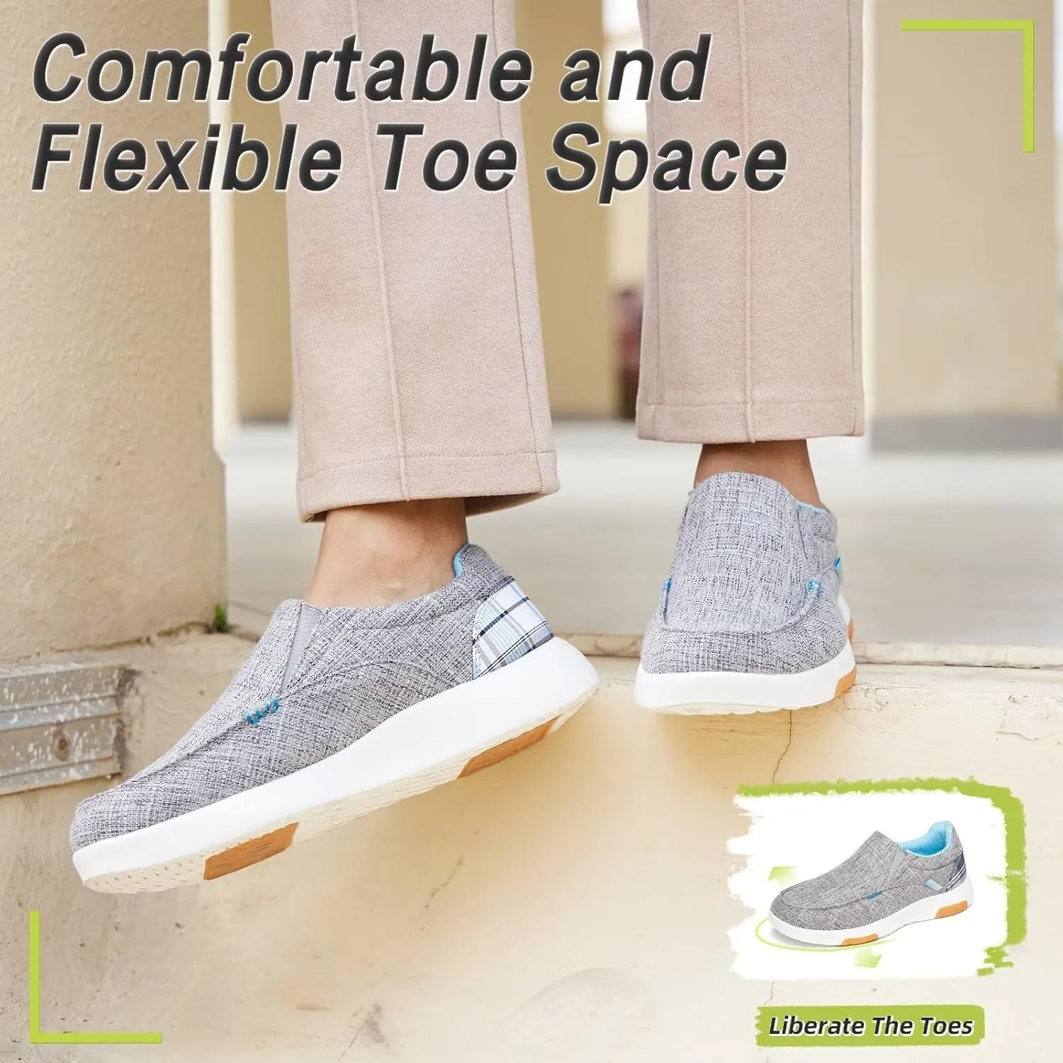 OrthoComfoot Women's Orthopedic Slip-On Loafers Walking Shoes: Comfortable Plantar Fasciitis Loafers with Arch Support for Flat Feet, Casual Orthotic Shoes for Foot and Heel Pain Relief