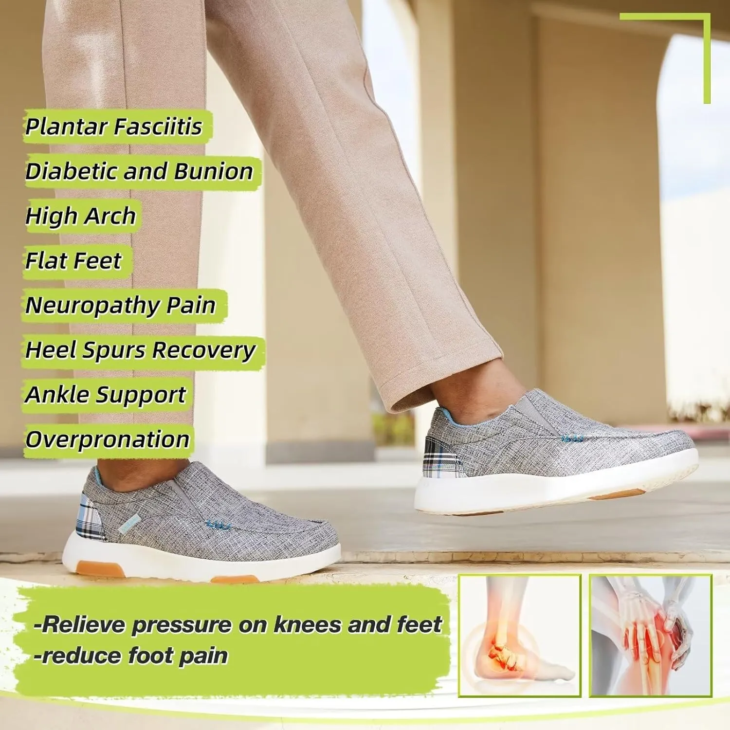 OrthoComfoot Women's Orthopedic Slip-On Loafers Walking Shoes: Comfortable Plantar Fasciitis Loafers with Arch Support for Flat Feet, Casual Orthotic Shoes for Foot and Heel Pain Relief