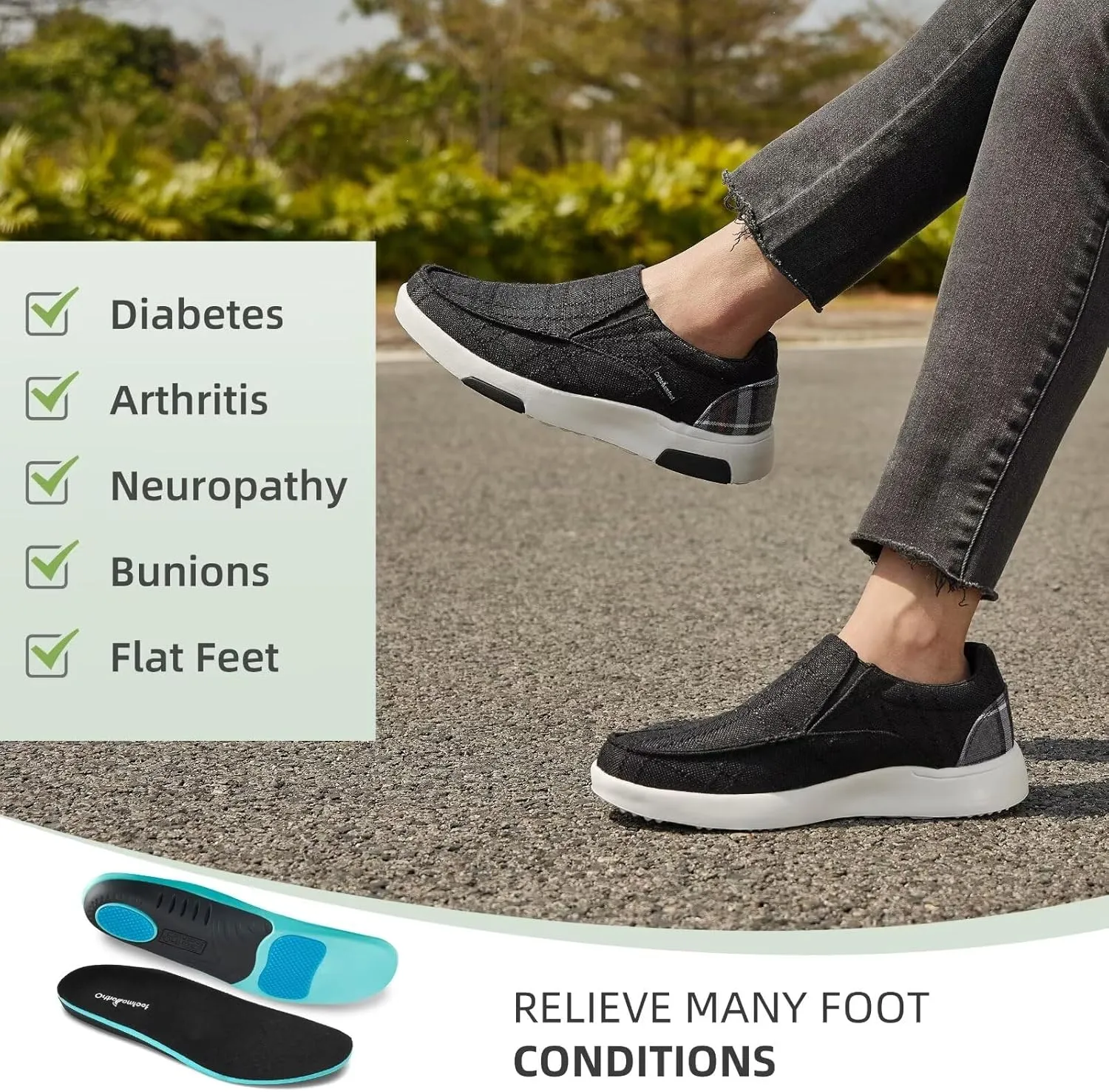 OrthoComfoot Women's Orthopedic Slip-On Loafers Walking Shoes: Comfortable Plantar Fasciitis Loafers with Arch Support for Flat Feet, Casual Orthotic Shoes for Foot and Heel Pain Relief