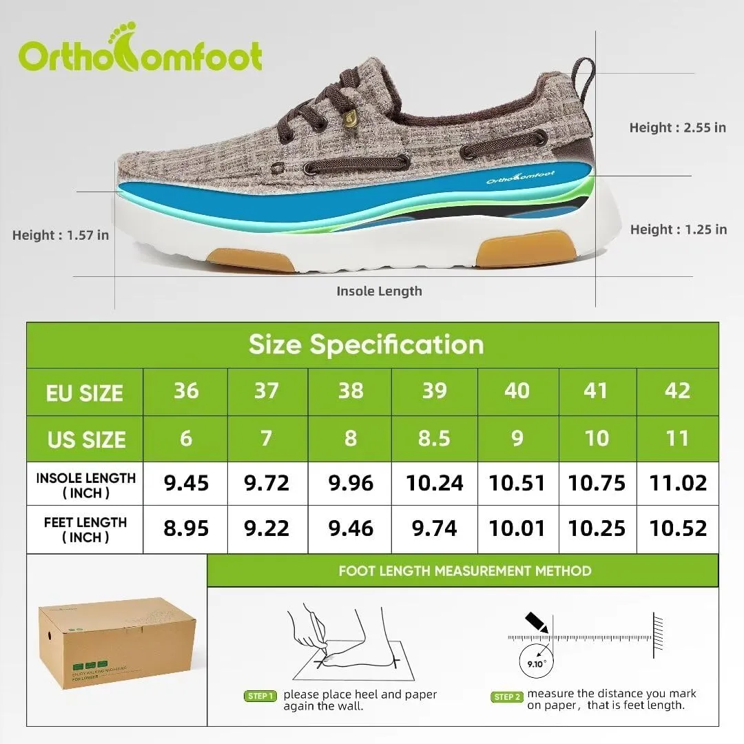OrthoComfoot Women's Orthopedic Walking Shoes Slip On Loafers: Comfortable Orthotic Shoes with Arch Support for Flat Feet, Casual Plantar Fasciitis Deck Loafers for Heel and Foot Pain Relief