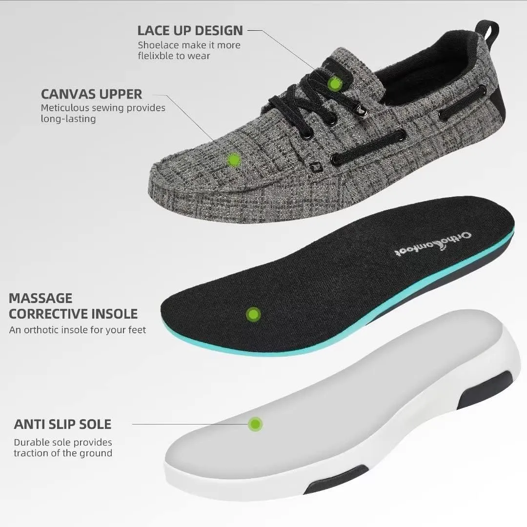 OrthoComfoot Women's Orthopedic Walking Shoes Slip On Loafers: Comfortable Orthotic Shoes with Arch Support for Flat Feet, Casual Plantar Fasciitis Deck Loafers for Heel and Foot Pain Relief