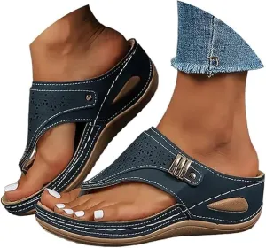 Orthopedic Sandals for Women, 2025 Breathable Mesh Hollow Sports Sandals, Thick-Soled Non-Slip Wedge Summer Casual Flip-Flops