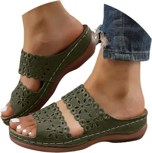 Orthopedic Wedge Sandals for Women, 2025 Breathable Mesh Hollow Sports Sandals, Non-Slip Summer Casual Flip-Flops