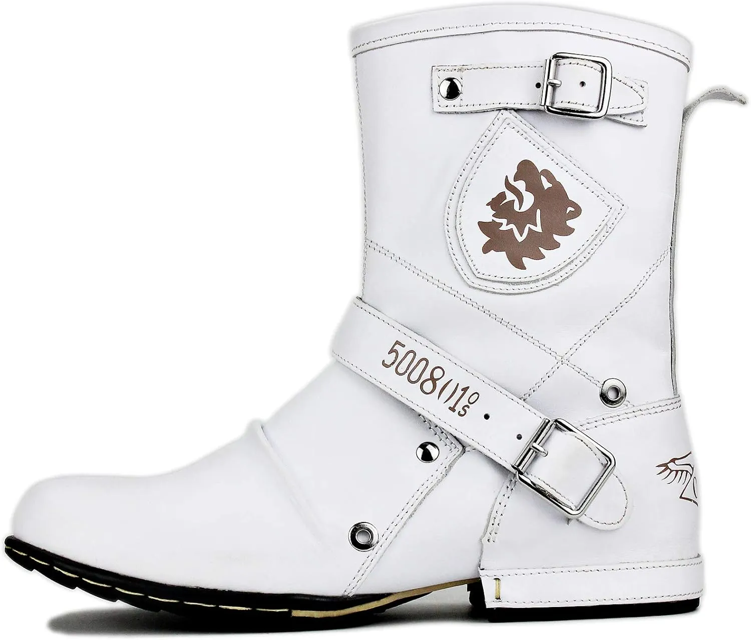 OSSTONE Moto Boots for Men Designer Fashion Zipper-up Leather Chukka western Boots Casual Shoes OS-5008-1-HH-US
