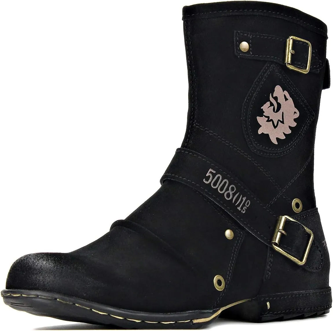 OSSTONE Moto Boots for Men Designer Fashion Zipper-up Leather Chukka western Boots Casual Shoes OS-5008-1-HH-US