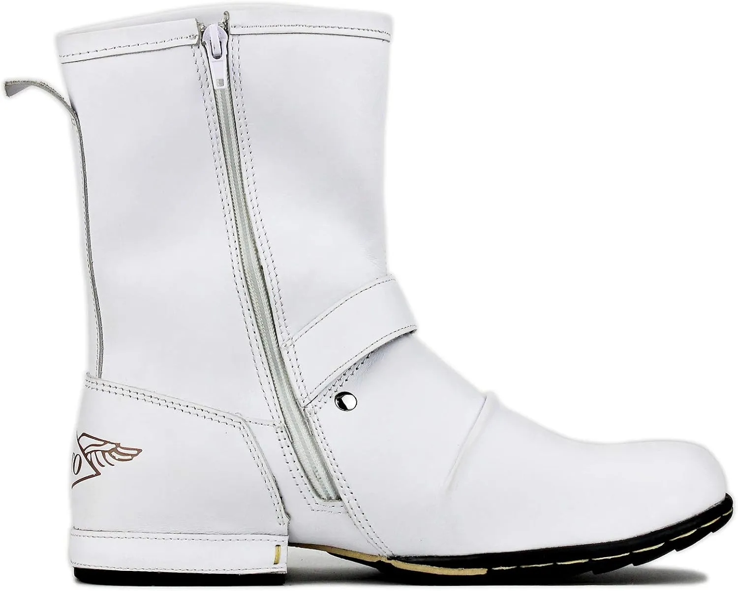 OSSTONE Moto Boots for Men Designer Fashion Zipper-up Leather Chukka western Boots Casual Shoes OS-5008-1-HH-US