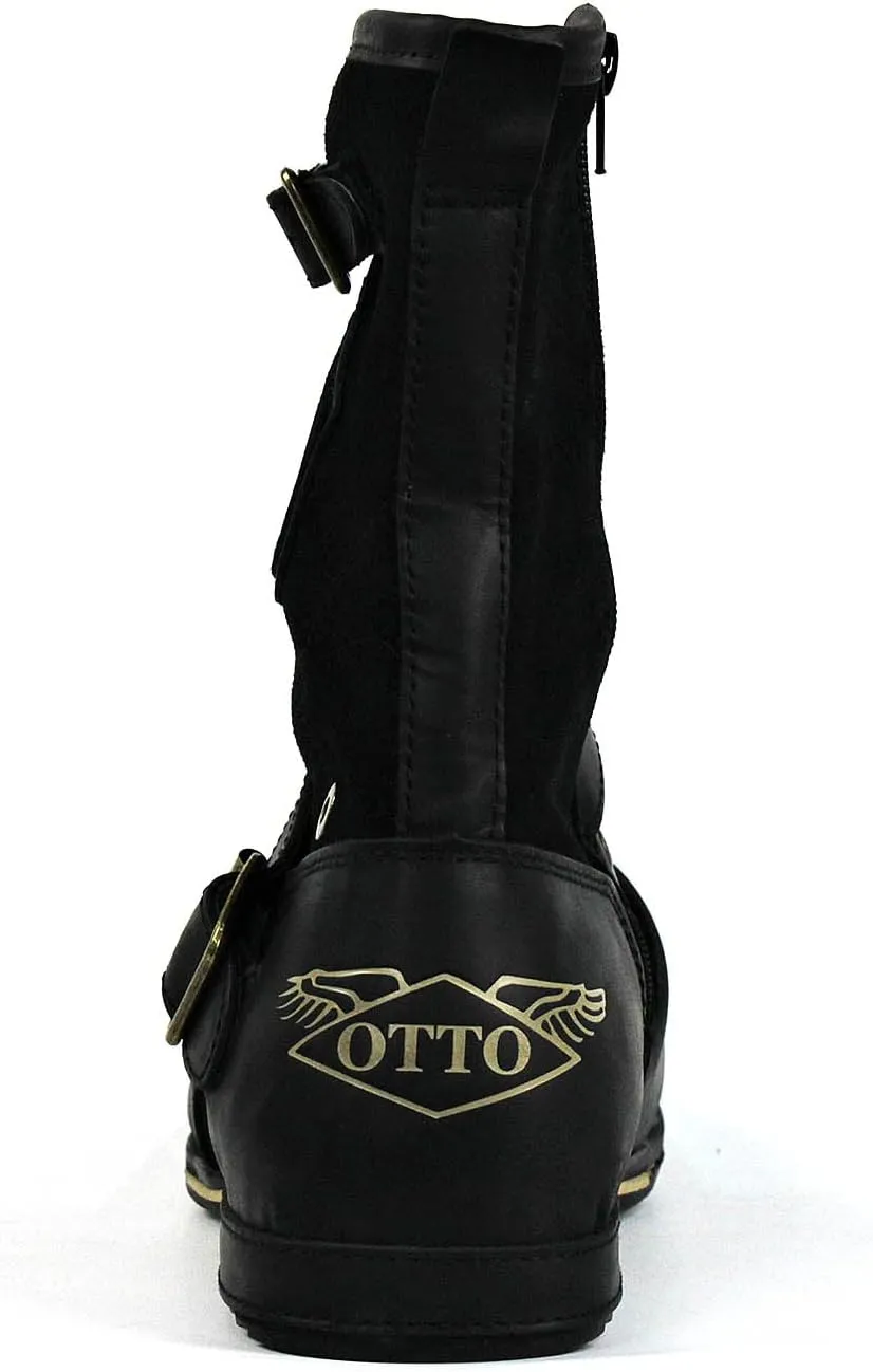 OSSTONE Moto Boots for Men Designer Fashion Zipper-up Leather Chukka western Boots Casual Shoes OS-5008-1-HH-US
