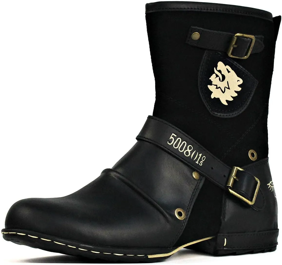 OSSTONE Moto Boots for Men Designer Fashion Zipper-up Leather Chukka western Boots Casual Shoes OS-5008-1-HH-US