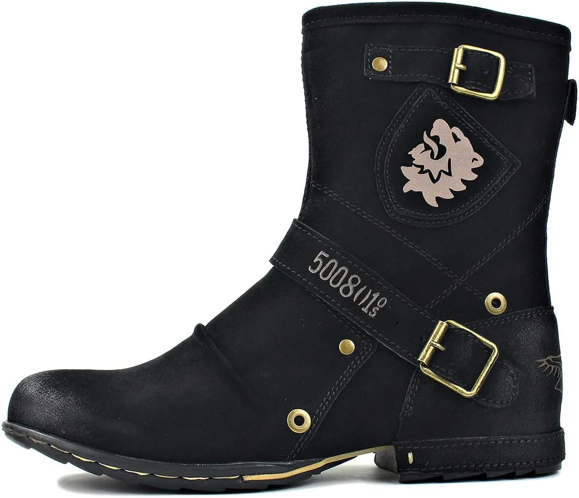 OSSTONE Moto Boots for Men Designer Fashion Zipper-up Leather Chukka western Boots Casual Shoes OS-5008-1-HH-US