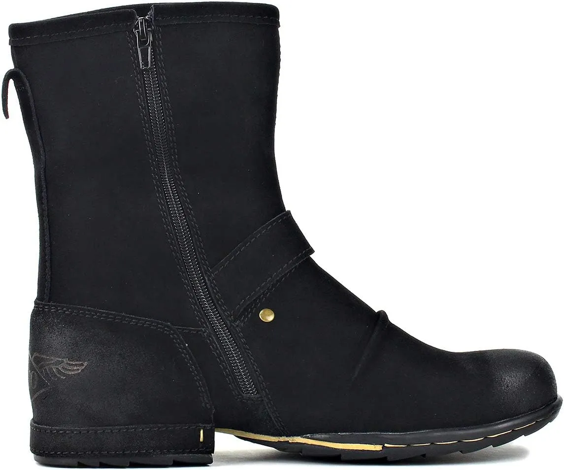 OSSTONE Moto Boots for Men Designer Fashion Zipper-up Leather Chukka western Boots Casual Shoes OS-5008-1-HH-US