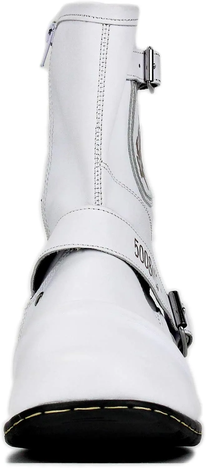 OSSTONE Moto Boots for Men Designer Fashion Zipper-up Leather Chukka western Boots Casual Shoes OS-5008-1-HH-US