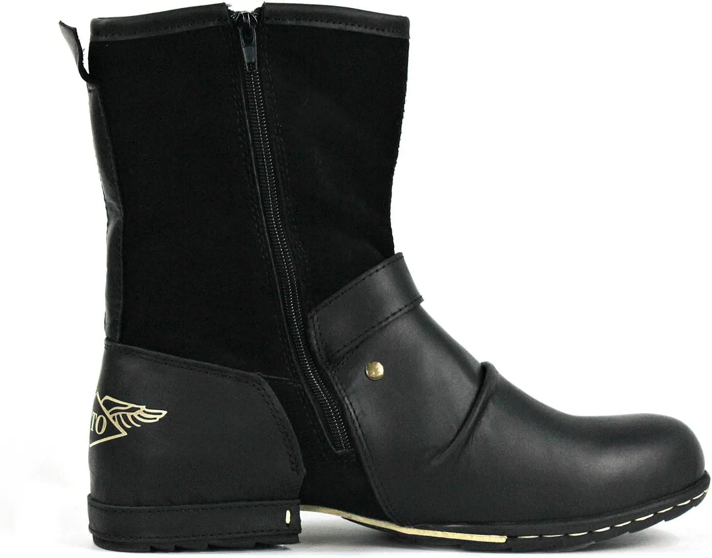 OSSTONE Moto Boots for Men Designer Fashion Zipper-up Leather Chukka western Boots Casual Shoes OS-5008-1-HH-US