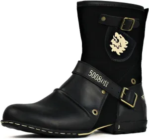 OSSTONE Moto Boots for Men Designer Fashion Zipper-up Leather Chukka western Boots Casual Shoes OS-5008-1-HH-US