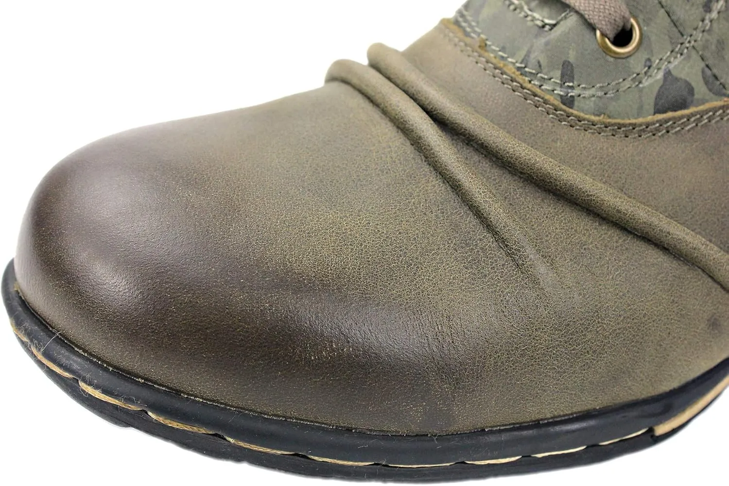 OSSTONE Moto Boots for Men Designer Fashion Zipper-up Leather Chukka western Boots Casual Shoes OS-5008-8-H-Green-US-R