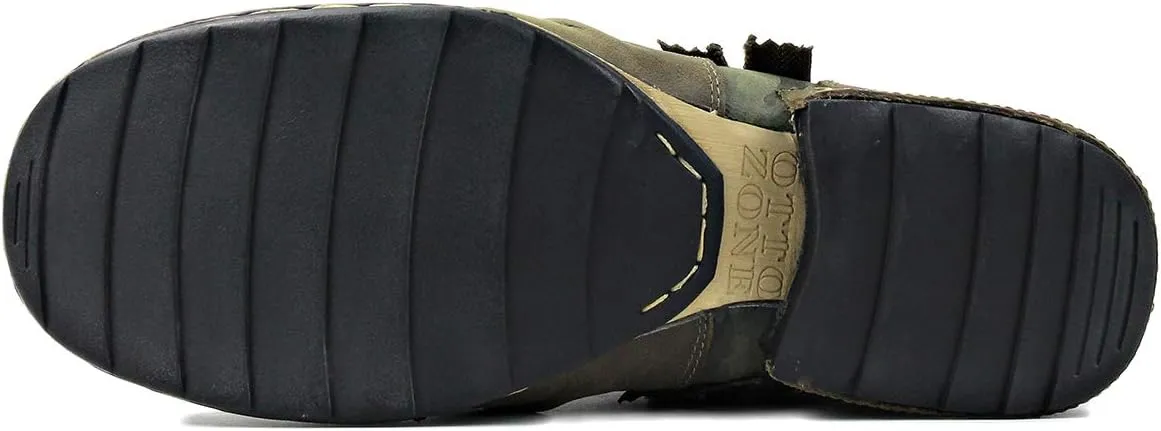 OSSTONE Moto Boots for Men Designer Fashion Zipper-up Leather Chukka western Boots Casual Shoes OS-5008-8-H-Green-US-R