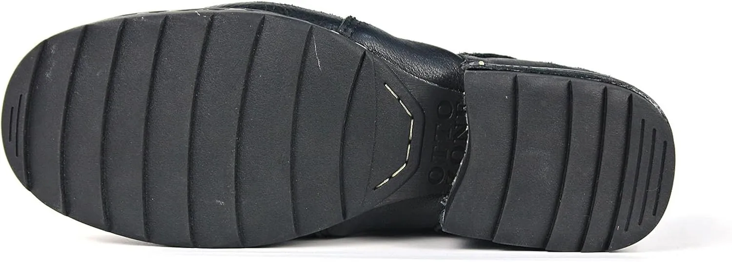 OSSTONE Moto Boots for Men Fashion lace-up Leather Chukka Boots Casual Shoes Metal Cleats OS-6015-3-A-US-R Metal Black