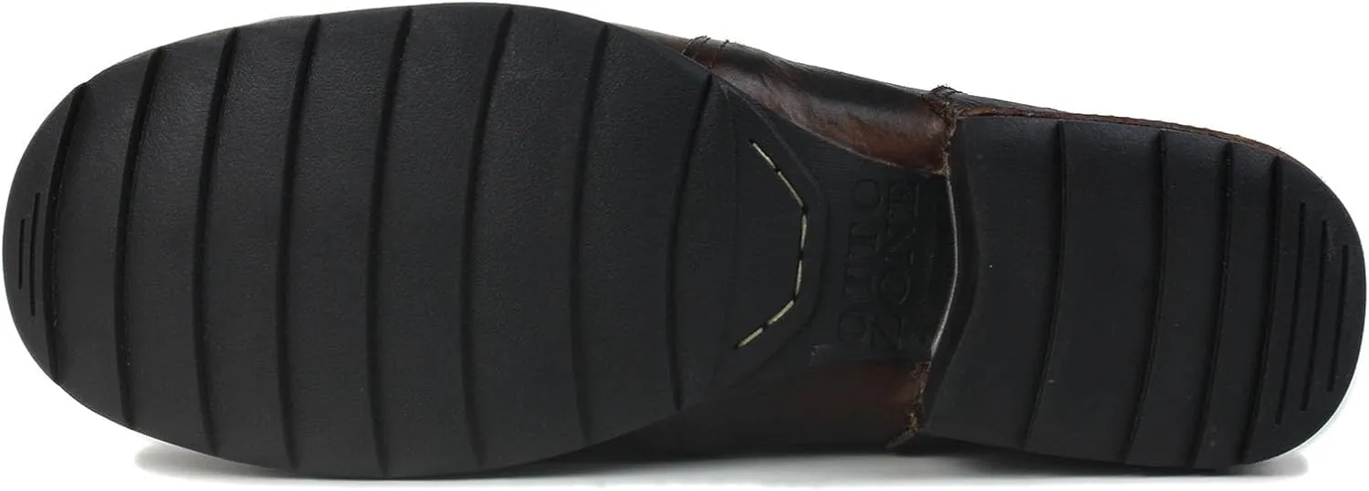 OSSTONE Moto Boots for Men Fashion lace-up Leather Chukka Boots Casual Shoes Metal Cleats OS-6015-3-A-US-R Metal Black
