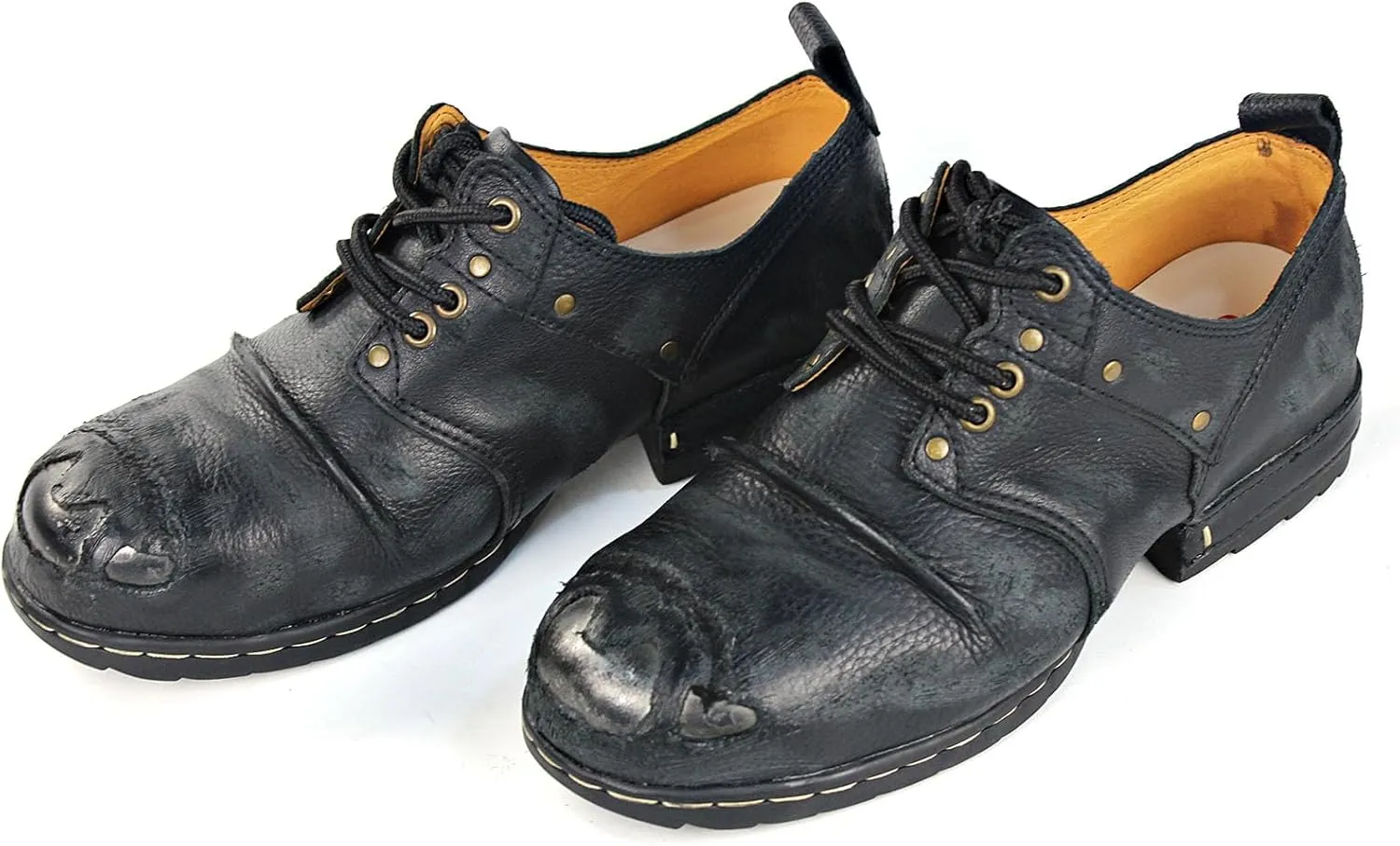 OSSTONE Moto Boots for Men Fashion lace-up Leather Chukka Boots Casual Shoes Metal Cleats OS-6015-3-A-US-R Metal Black