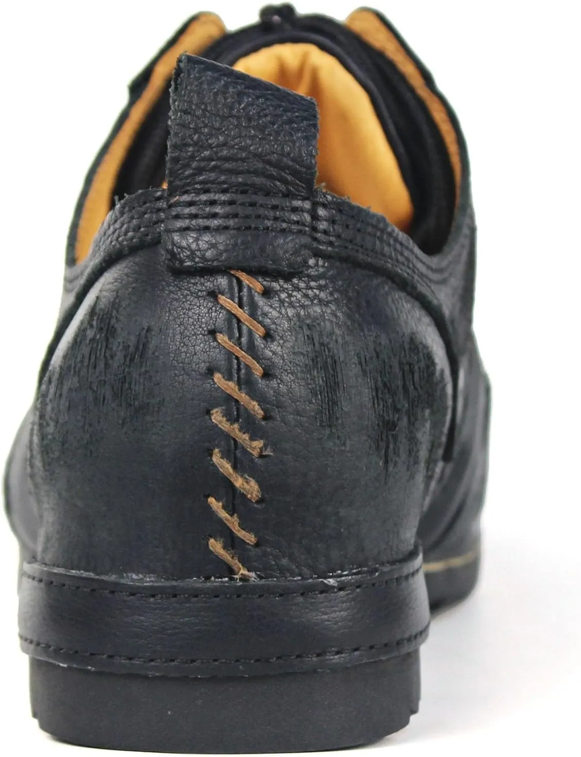 OSSTONE Moto Boots for Men Fashion lace-up Leather Chukka Boots Casual Shoes Metal Cleats OS-6015-3-A-US-R Metal Black