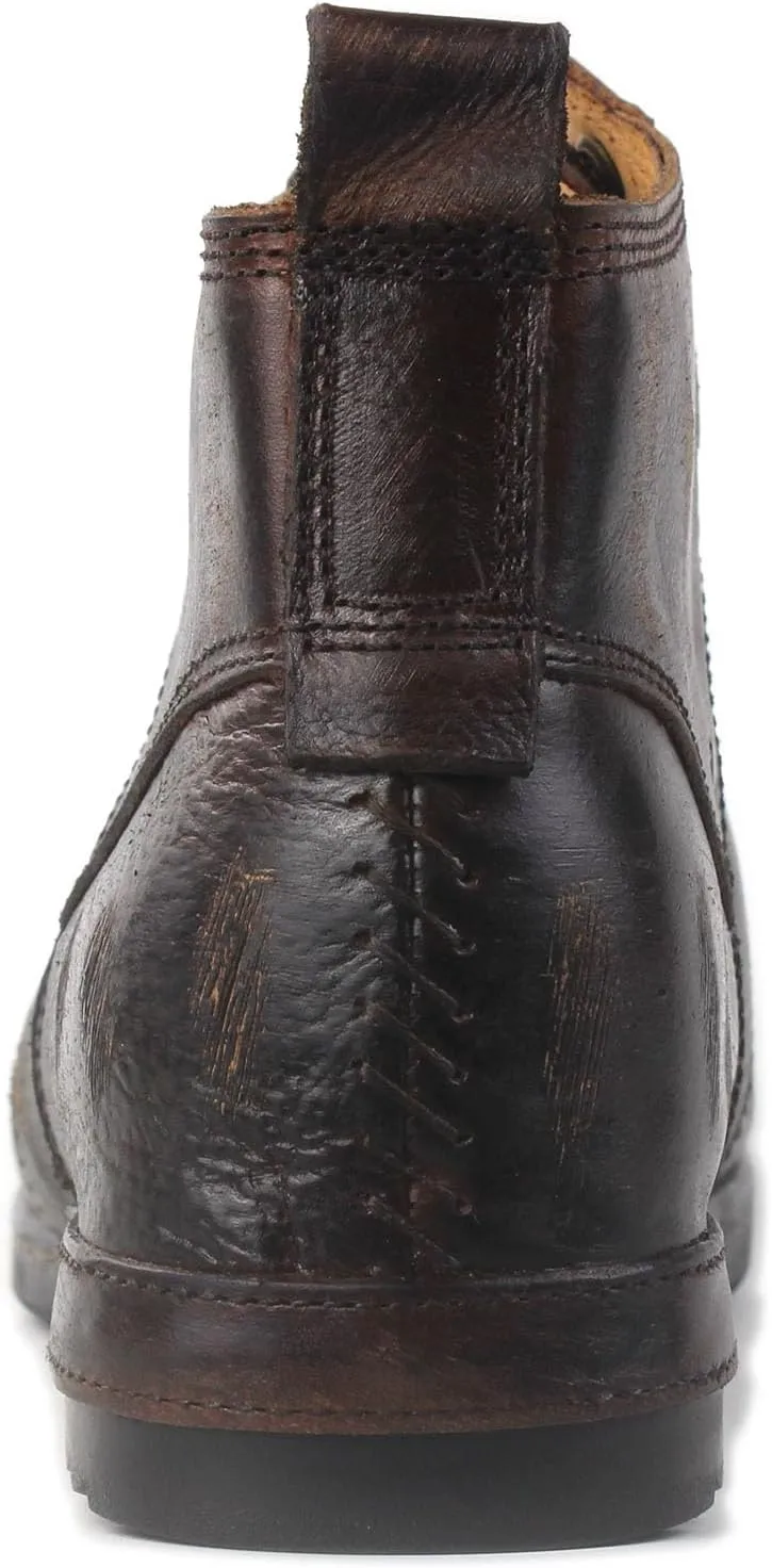 OSSTONE Moto Boots for Men Fashion lace-up Leather Chukka Boots Casual Shoes Metal Cleats OS-6015-3-A-US-R Metal Black