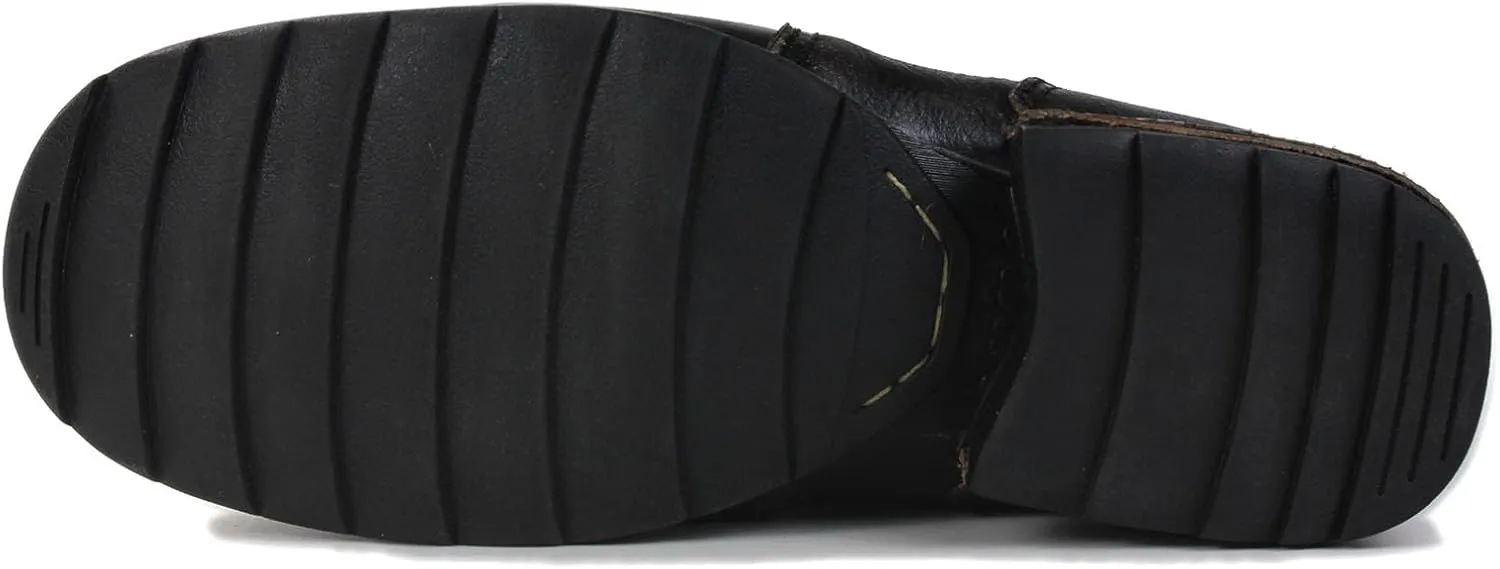 OSSTONE Moto Boots for Men Fashion lace-up Leather Chukka Boots Casual Shoes Metal Cleats OS-6015-3-A-US-R Metal Black