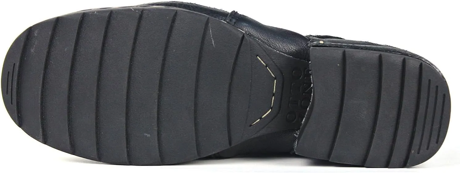 OSSTONE Moto Boots for Men Fashion lace-up Leather Chukka Boots Casual Shoes Metal Cleats OS-6015-3-A-US-R Metal Black