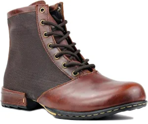 OSSTONE Moto Boots for Men Fashion lace-up Leather Chukka Boots Casual Shoes OS-5008-2-red-brown-R