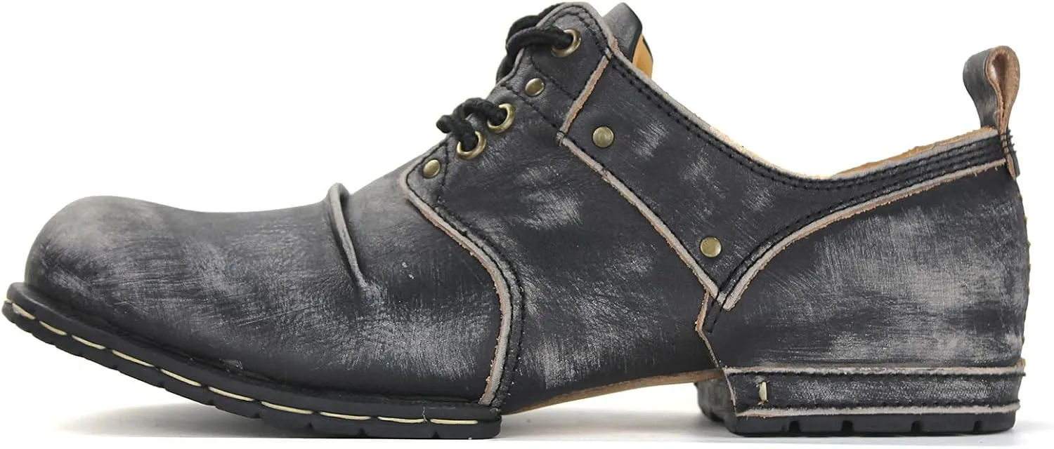 OSSTONE Moto Boots for Men Fashion lace-up Leather Chukka Boots Casual Shoes OS-6015-1-RED-BROWN-R