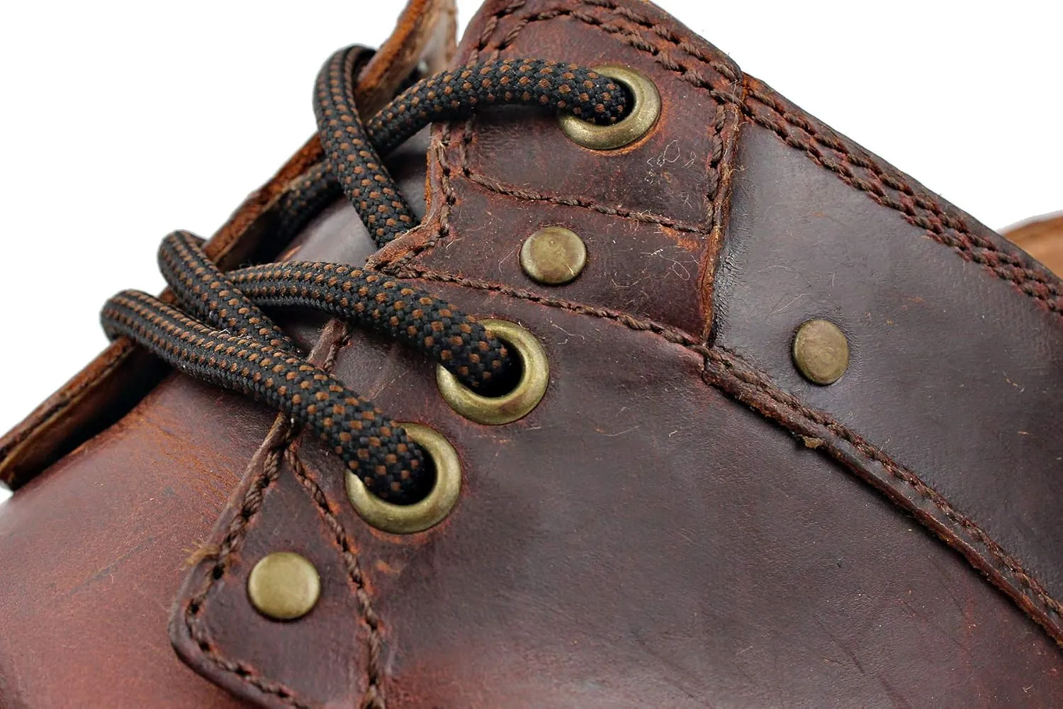 OSSTONE Moto Boots for Men Fashion lace-up Leather Chukka Boots Casual Shoes OS-6015-1-RED-BROWN-R