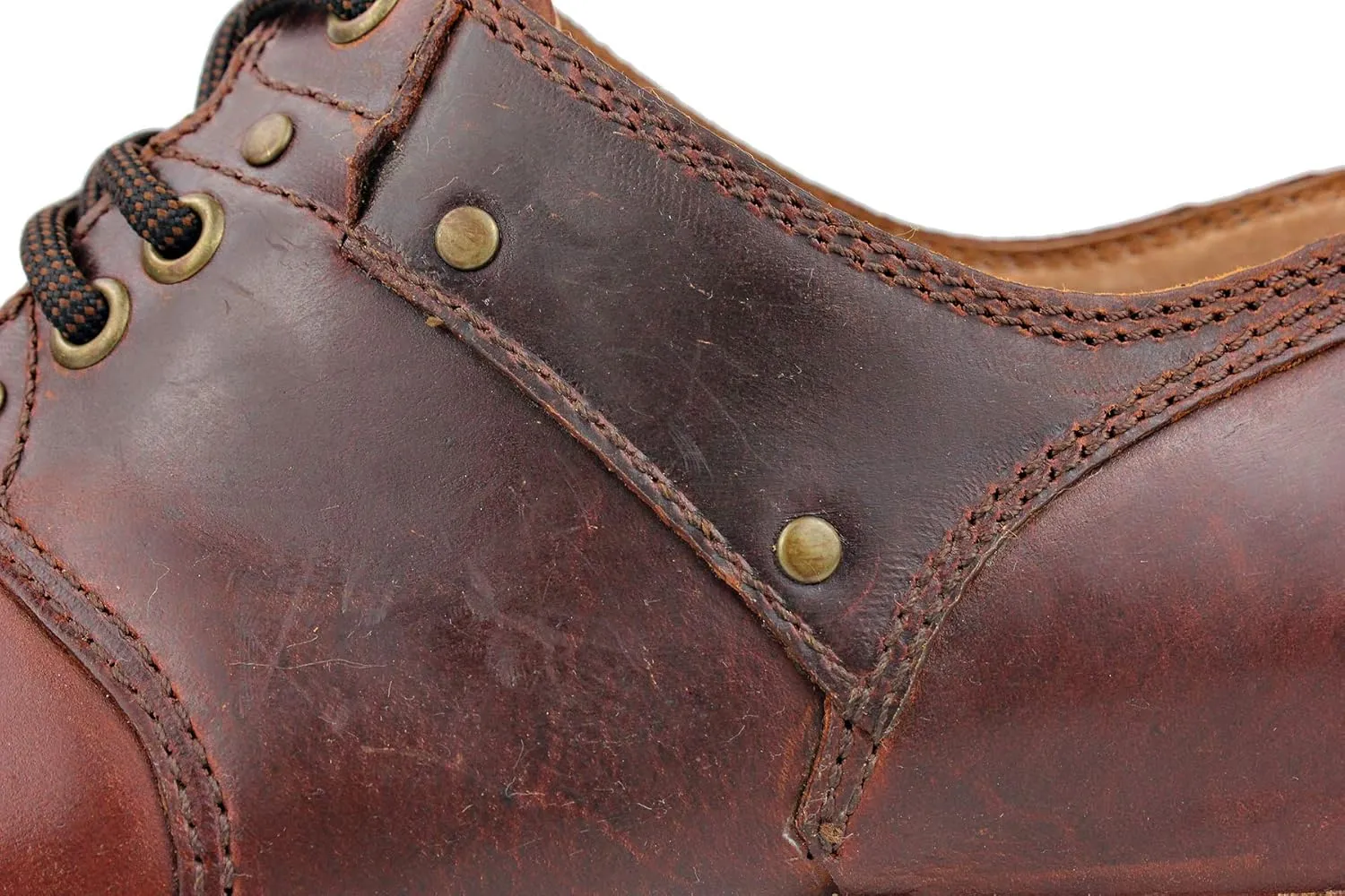 OSSTONE Moto Boots for Men Fashion lace-up Leather Chukka Boots Casual Shoes OS-6015-1-RED-BROWN-R