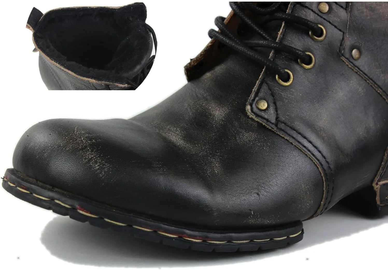 OSSTONE Moto Boots for Men Fashion lace-up Leather Chukka Boots Casual Shoes OS-6015-2-retro-brown-US-R