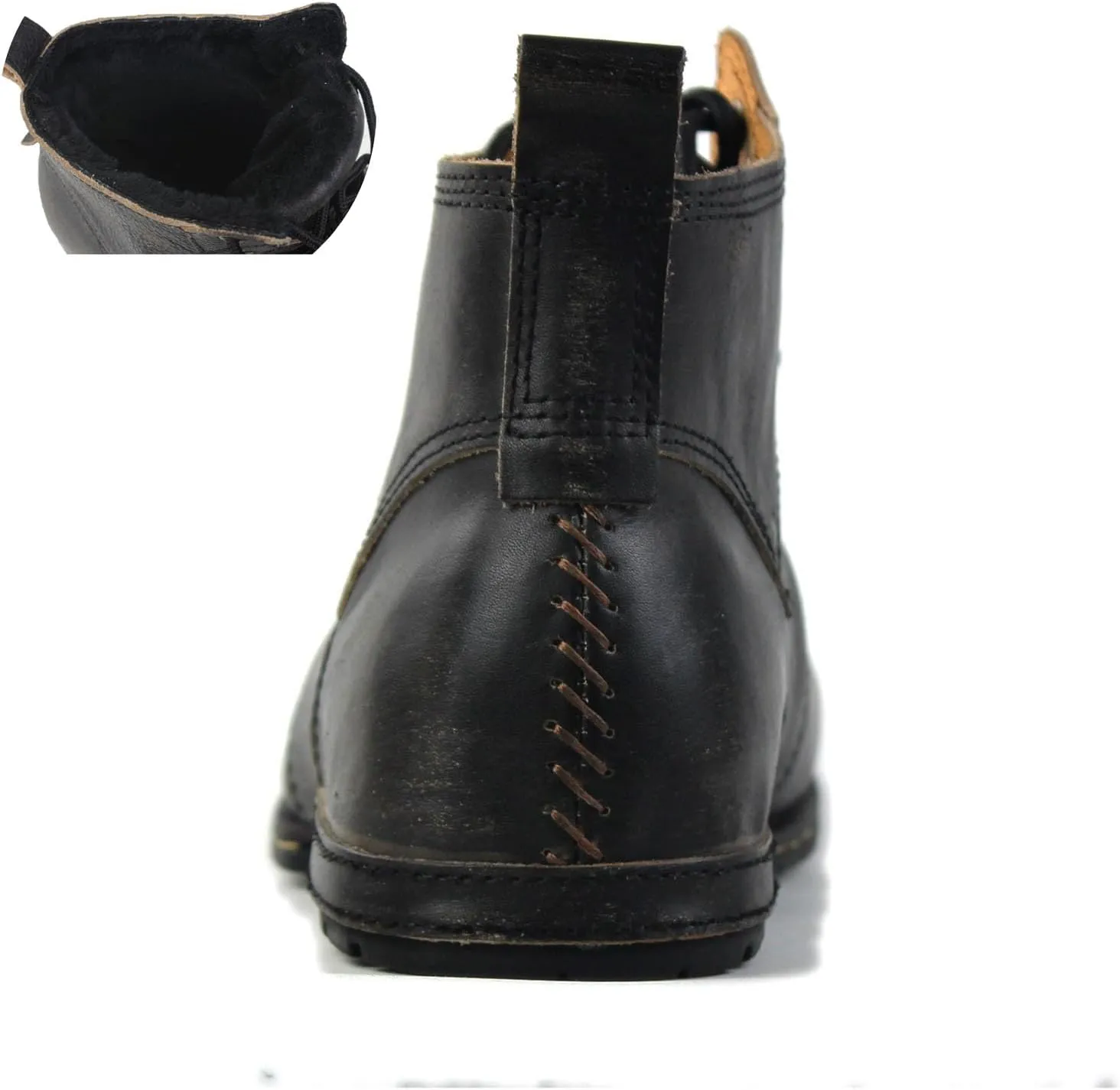 OSSTONE Moto Boots for Men Fashion lace-up Leather Chukka Boots Casual Shoes OS-6015-2-retro-brown-US-R