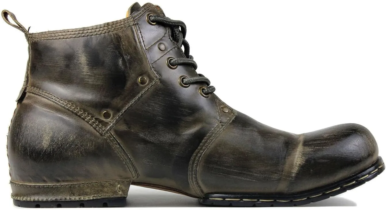 OSSTONE Moto Boots for Men Fashion lace-up Leather Chukka Boots Casual Shoes OS-6015-2-retro-brown-US-R