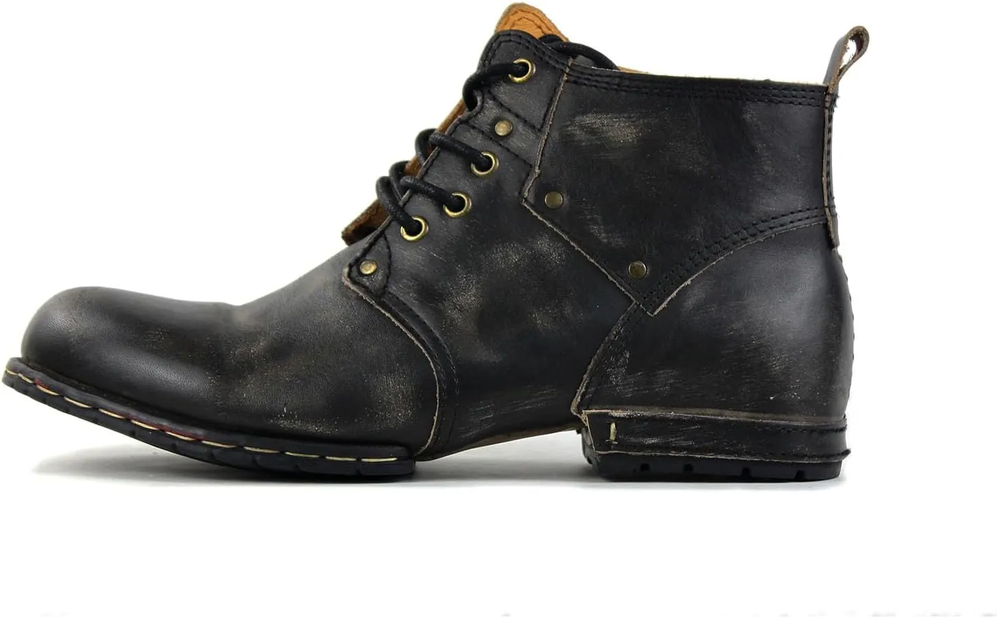 OSSTONE Moto Boots for Men Fashion lace-up Leather Chukka Boots Casual Shoes OS-6015-2-retro-brown-US-R