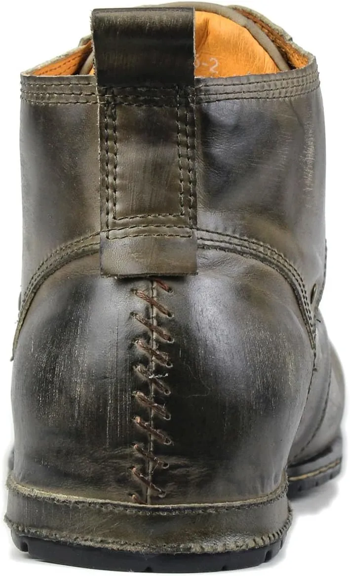 OSSTONE Moto Boots for Men Fashion lace-up Leather Chukka Boots Casual Shoes OS-6015-2-retro-brown-US-R