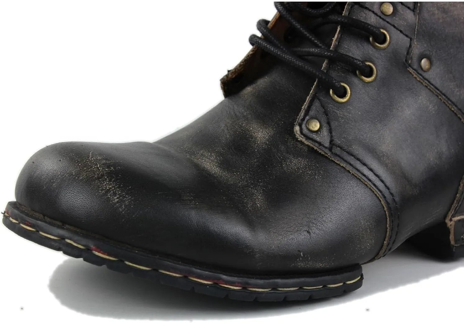 OSSTONE Moto Boots for Men Fashion lace-up Leather Chukka Boots Casual Shoes OS-6015-2-retro-brown-US-R