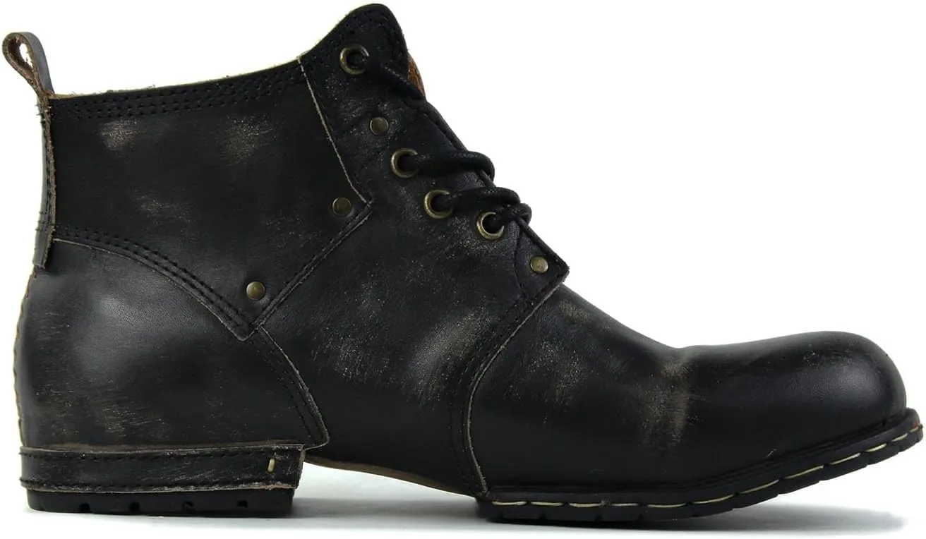OSSTONE Moto Boots for Men Fashion lace-up Leather Chukka Boots Casual Shoes OS-6015-2-retro-brown-US-R