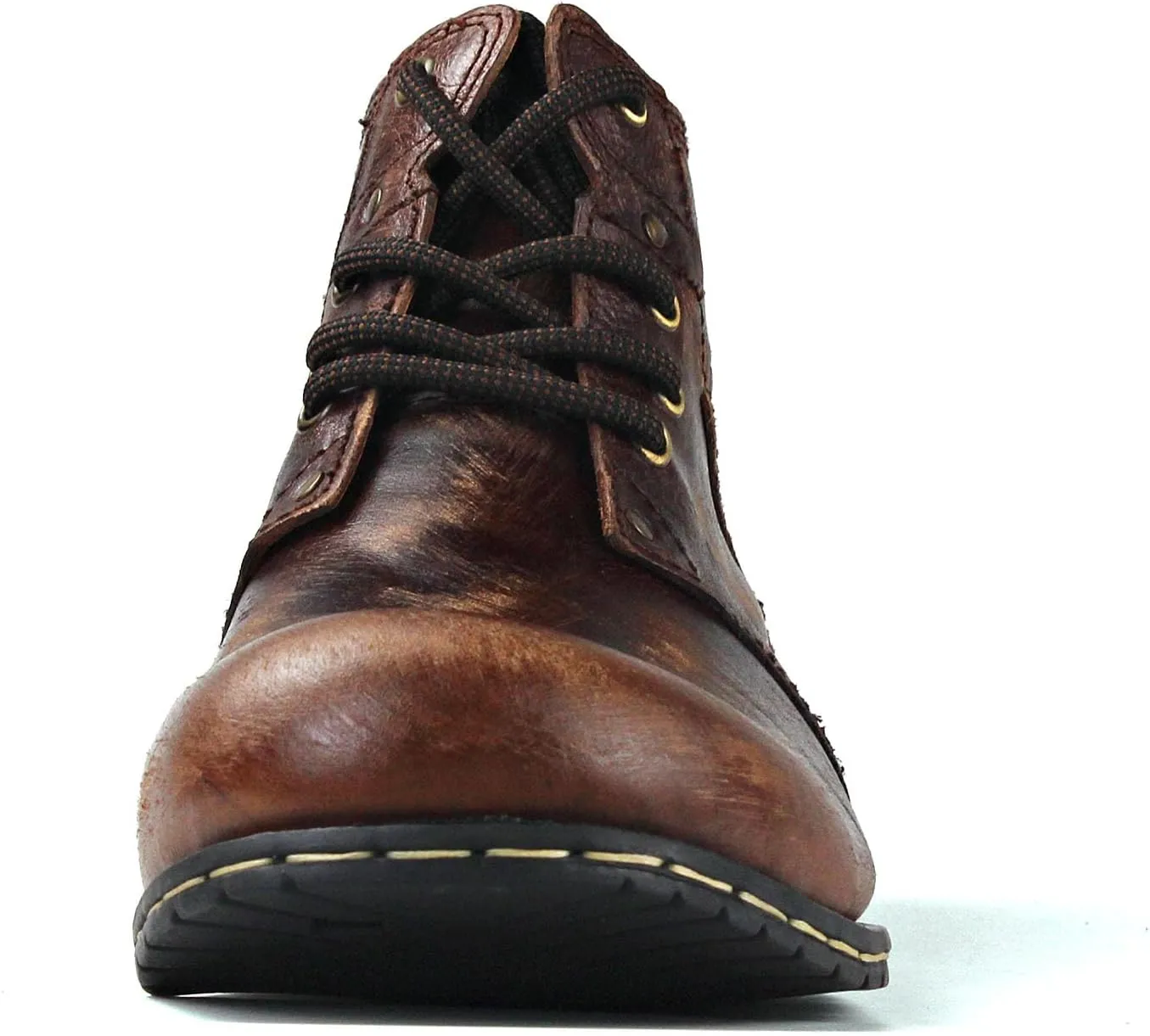 OSSTONE Moto Boots for Men Fashion lace-up Leather Chukka Boots Casual Shoes OS-6015-2-retro-brown-US-R