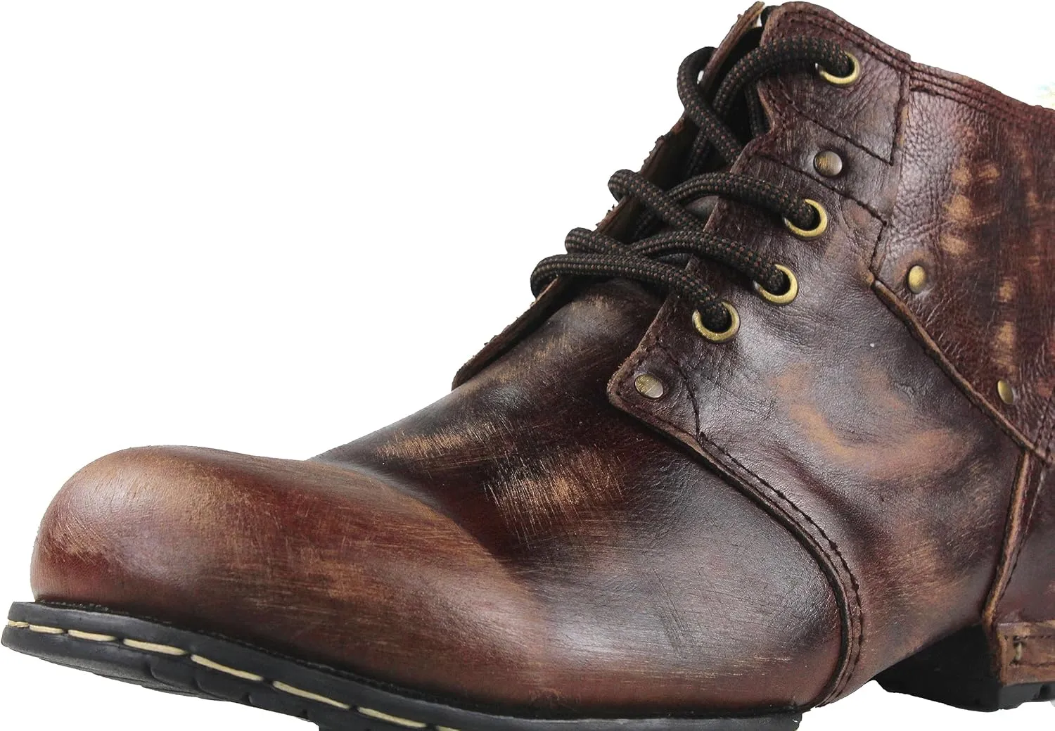 OSSTONE Moto Boots for Men Fashion lace-up Leather Chukka Boots Casual Shoes OS-6015-2-retro-brown-US-R
