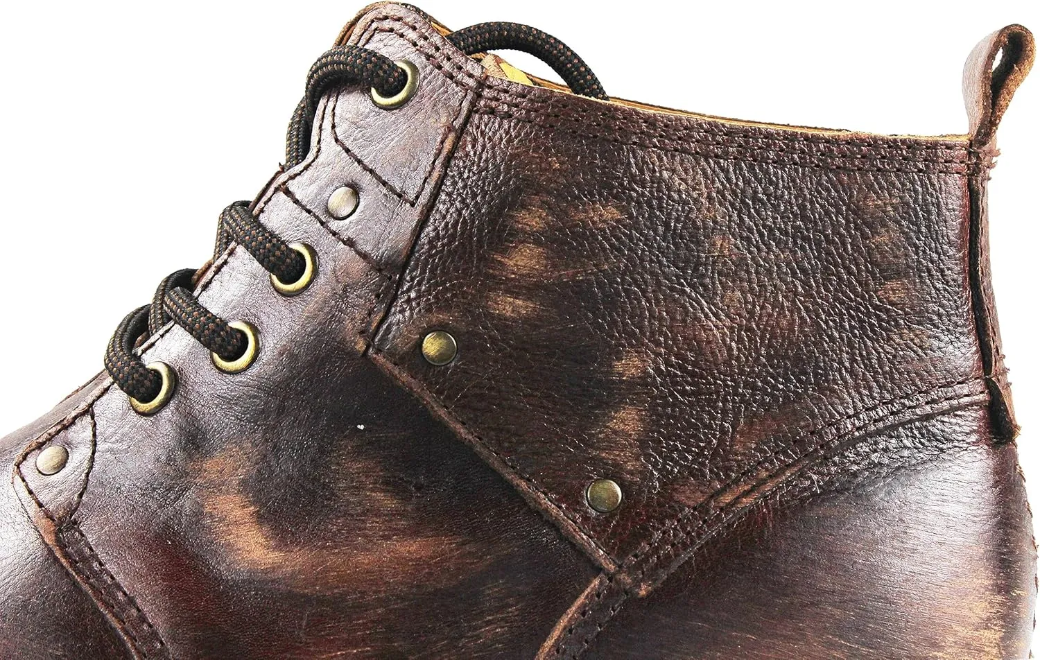 OSSTONE Moto Boots for Men Fashion lace-up Leather Chukka Boots Casual Shoes OS-6015-2-retro-brown-US-R