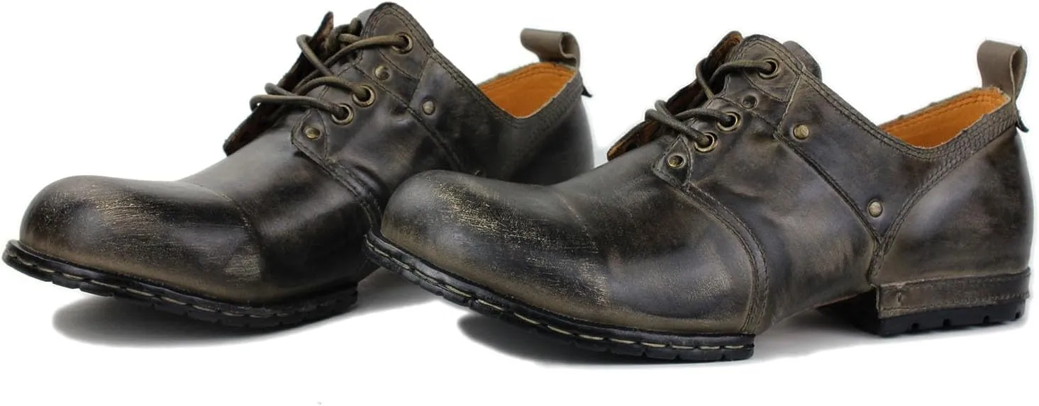 OSSTONE Moto Boots for Men Fashion lace-up Leather Retro Chukka Boots Casual Shoes OS-6015-1-Retro-Style-R