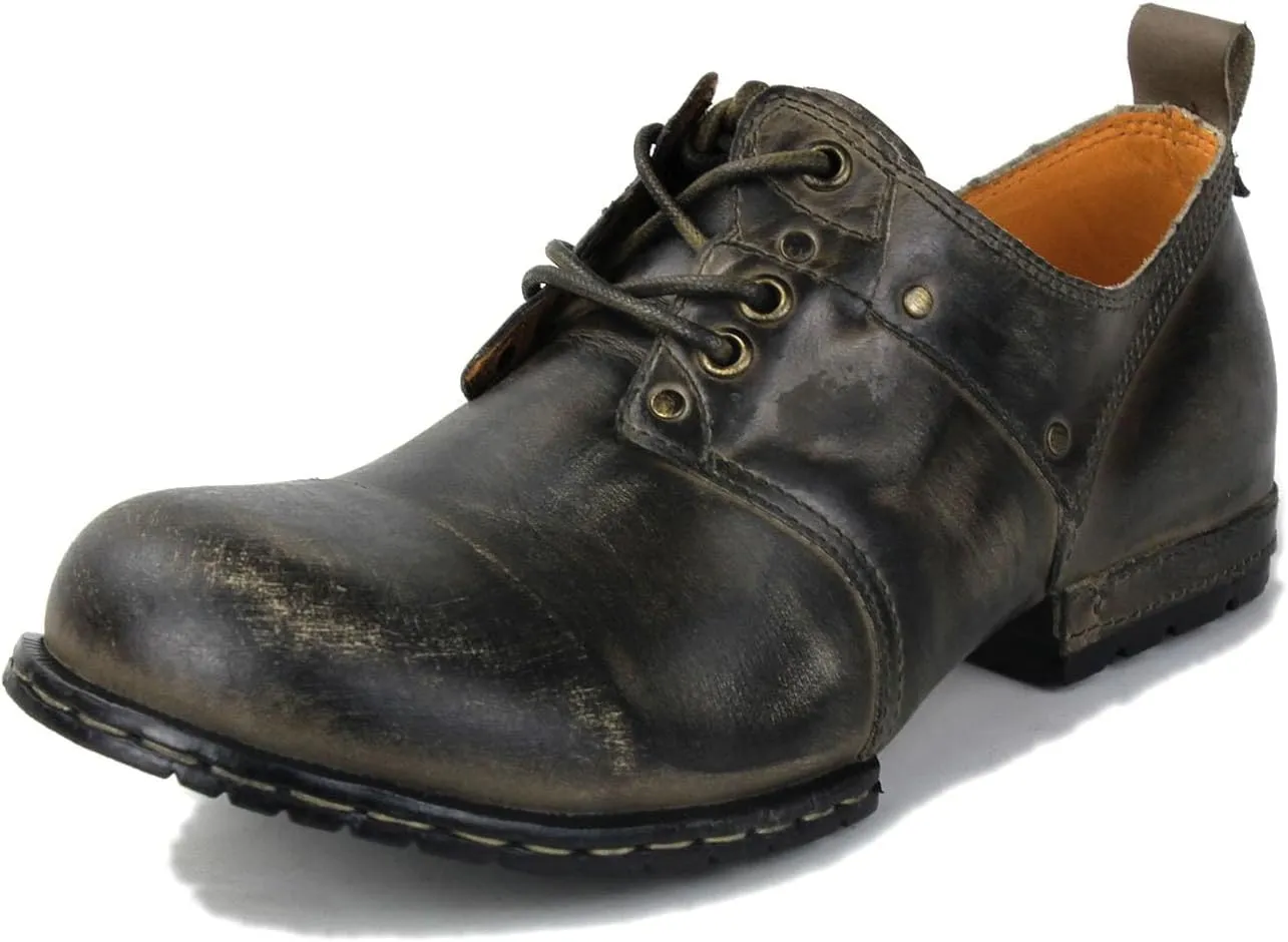 OSSTONE Moto Boots for Men Fashion lace-up Leather Retro Chukka Boots Casual Shoes OS-6015-1-Retro-Style-R