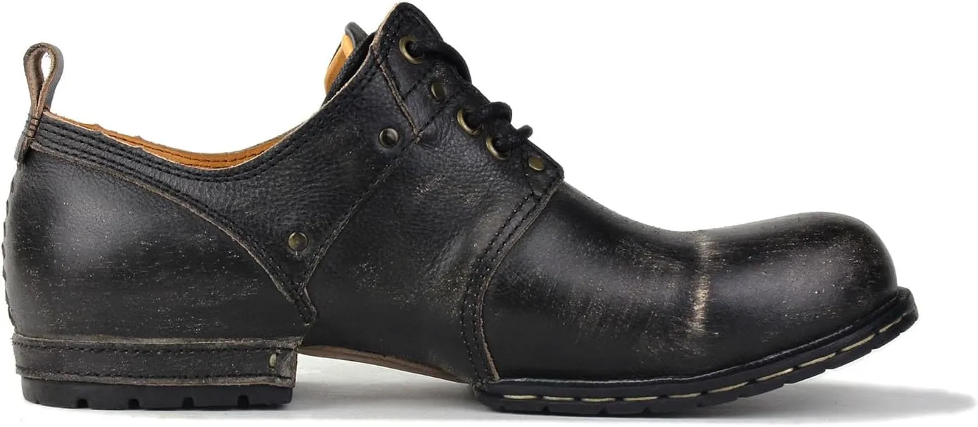 OSSTONE Moto Boots for Men Fashion lace-up Leather Retro Chukka Boots Casual Shoes OS-6015-1-Retro-Style-R