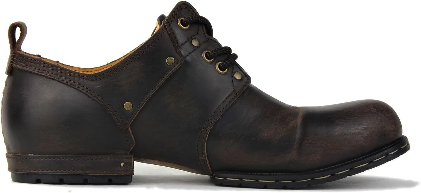 OSSTONE Moto Boots for Men Fashion lace-up Leather Retro Chukka Boots Casual Shoes OS-6015-1-Retro-Style-R