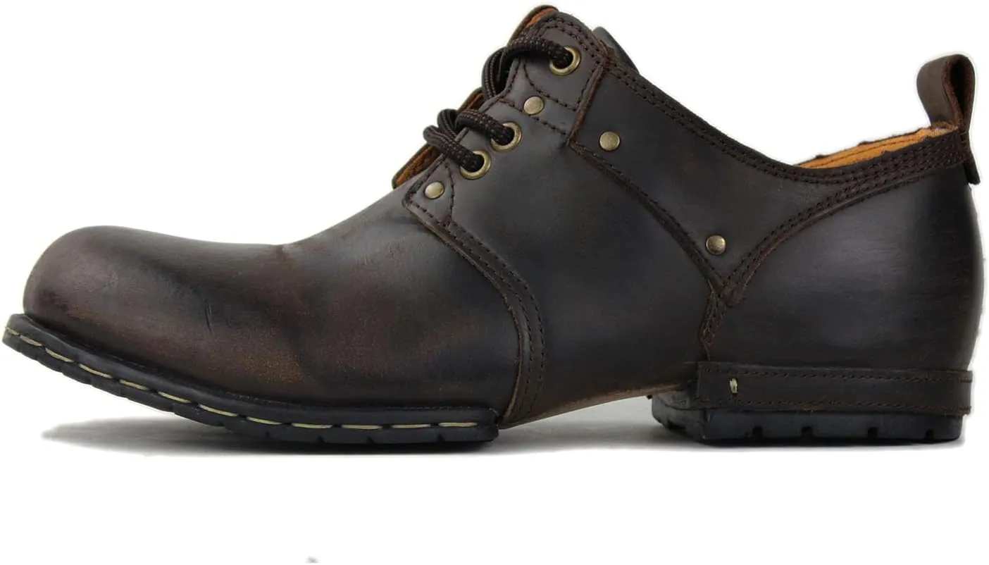 OSSTONE Moto Boots for Men Fashion lace-up Leather Retro Chukka Boots Casual Shoes OS-6015-1-Retro-Style-R