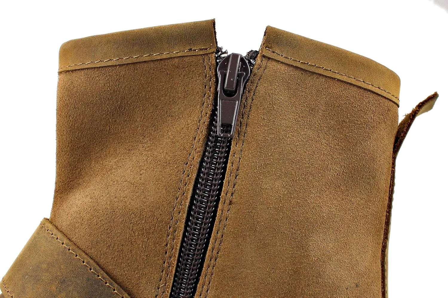 OSSTONE Moto Boots for Men Fashion Zipper-up Leather Chukka Boots Casual Shoes OS-5008-1-ABNH