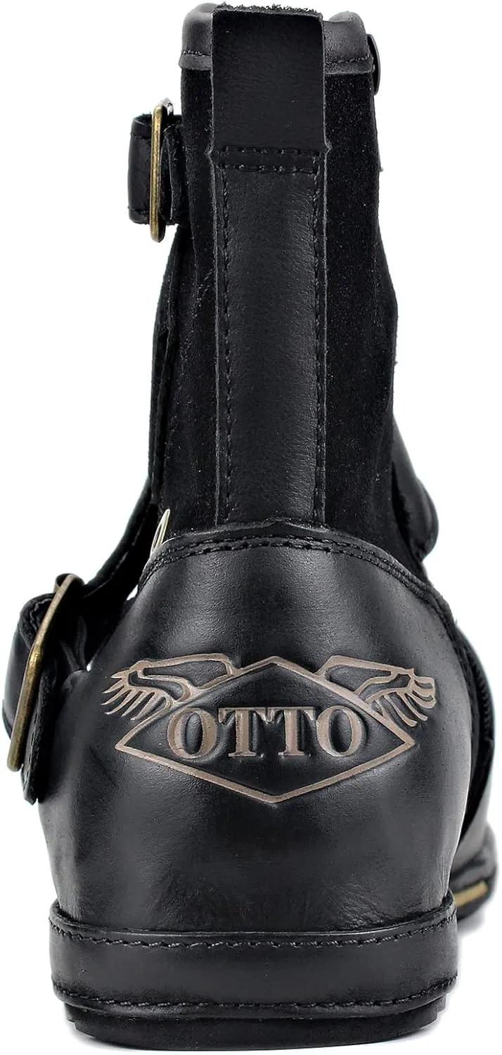 OSSTONE Moto Boots for Men Fashion Zipper-up Leather Chukka Boots Casual Shoes OS-5008-1-ABNH