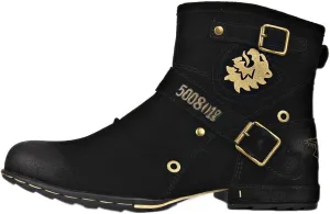 OSSTONE Moto Boots for Men Fashion Zipper-up Leather Chukka Boots Casual Shoes OS-5008-1-ABNH