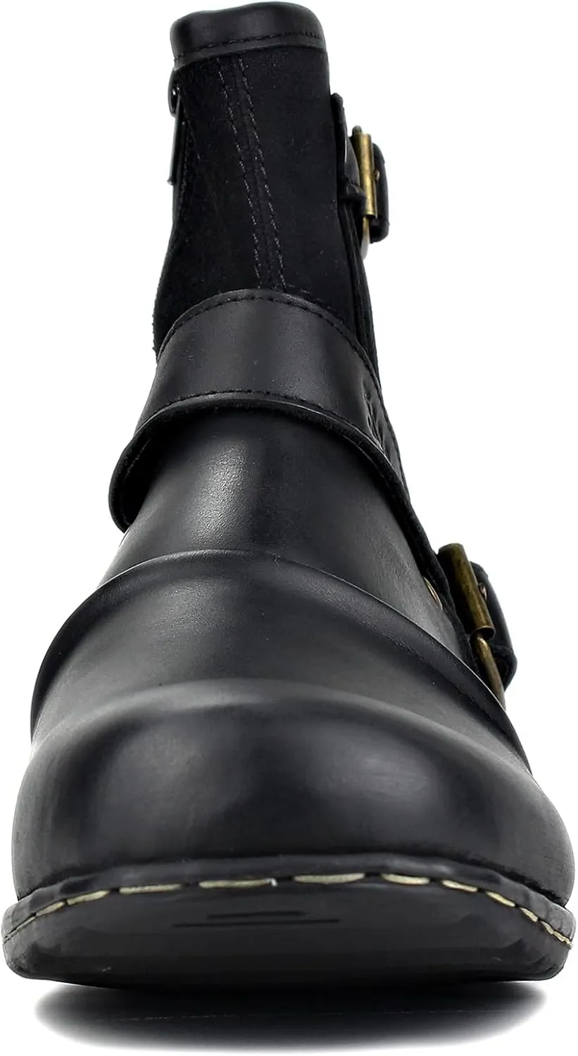 OSSTONE Moto Boots for Men Fashion Zipper-up Leather Chukka Boots Casual Shoes OS-5008-1-ABNH